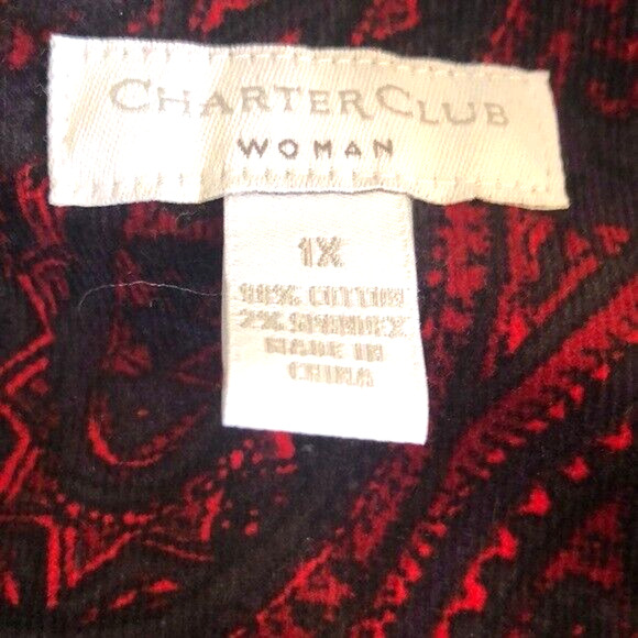 Charter Club Jacket Women’s Button Front red black paisley Corduroy Blazer sz 1X - Picture 3 of 4